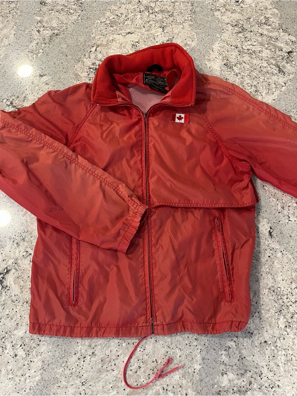 Vintage 90s Eddie Bauer Red Men's Lightweight Jacket with Canadian Flag Patch